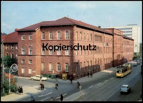 ÄLTERE POSTKARTE KARLSRUHE TECHNISCHE HOCHSCHULE WERBUNG NSU REKLAME TELEFONZELLE STRASSENBAHN university postcard cpa