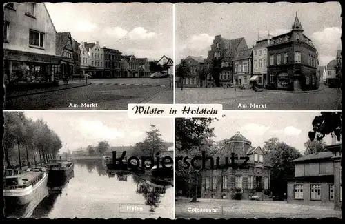 ÄLTERE POSTKARTE WILSTER IN HOLSTEIN AM MARKT COLOSSEUM HAFEN FRACHTSCHIFF SENIA AK Ansichtskarte cpa postcard