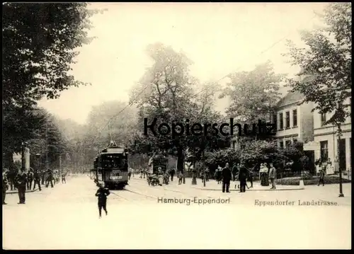 ÄLTERE REPRO POSTKARTE HAMBURG EPPENDORF EPPENDORFER LANDSTRASSE STRASSENBAHN Tram tramway Ansichtskarte AK cpa postcard