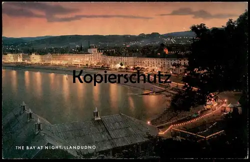 ÄLTERE POSTKARTE LLANDUDNO THE BAY AT NIGHT WALES postcard bei Nacht nuit beach Strand plage Ansichtskarte cpa AK