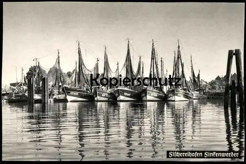 ALTE POSTKARTE FISCHEREIHAFEN FINKENWERDER HAMBURG Hafen Fischer Flotte Kutter Schiff ship port Ansichtskarte postcard