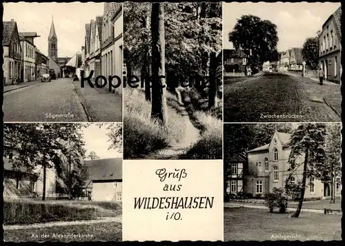 ÄLTERE POSTKARTE GRUSS AUS WILDESHAUSEN IN OLDENBURG SÖGESTRASSE ZWISCHENBRÜCKEN Eingangsstempel Dresdner Bank Bonn AK