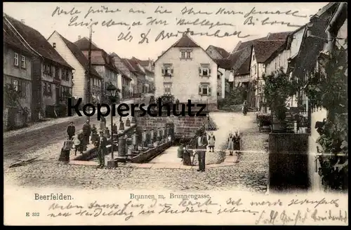 ALTE POSTKARTE BEERFELDEN BRUNNEN MIT BRUNNENGASSE 1907 MÜMLING QUELLE Ansichtskarte AK cpa postcard