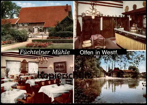 ÄLTERE POSTKARTE OLFEN IN WESTFALEN FÜCHTELNER MÜHLE BERNHARD MARKFORT SPIEGEL KRONLEUCHTER BAR Ansichtskarte postcard