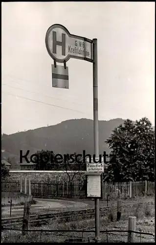 ALTE POSTKARTE GRAZ WETZELSDORF HALTESTELLE G.V.B. KRAFTFAHRLINIE BEI NEBEL VERKEHRT AUTOBUS NUR BIS ZUR WACHTELGASSE AK