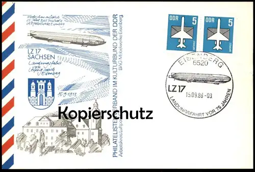 ÄLTERE POSTKARTE LANDUNGSFAHRT LEIPZIG EISENBERG LZ 17 SACHSEN ZEPPELIN SONDERSTEMPEL Luftschiff Ansichtskarte postcard