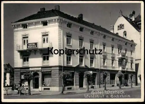 ALTE POSTKARTE WALDSHUT AM HOCHRHEIN HOTEL WARTECK GEGENÜBER DEM BAHNHOF BES. FRANZ RÜNZI Ansichtskarte AK postcard cpa