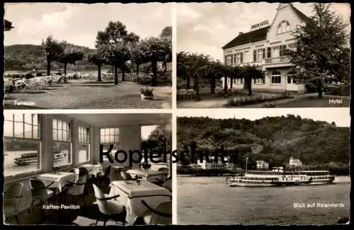 ALTE POSTKARTE BAD HONNEF RHEINHOTEL SPETSMANN HOTEL KAFFEE-PAVILOON TERRASSE BLICK AUF ROLANDSECK AK cpa postcard