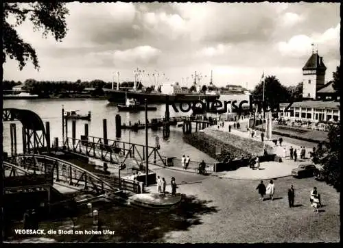 ÄLTERE POSTKARTE BREMEN VEGESACK DIE STADT AM HOHEN UFER SCHIFF ship Hafen Haven harbour port Ansichtskarte postcard