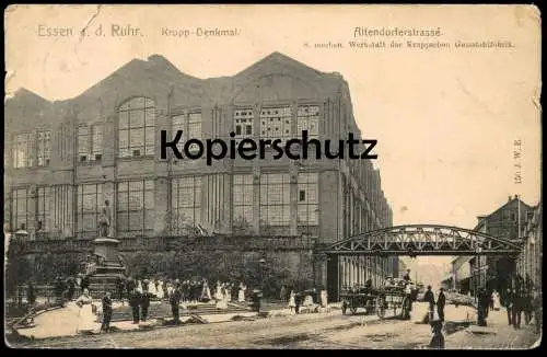 ALTE POSTKARTE ESSEN RUHR 8. MECHANISCHE WERKSTATT DER KRUPPSCHEN GUSSSTAHLFABRIK KRUPP-DENKMAL ALTENDORFERSTRASSE AK