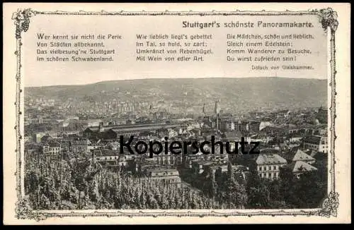 ALTE POSTKARTE STUTTGART STUTTGART'S SCHÖNSTE PANORAMAKARTE DIE MÄDCHEN GLEICH EINEM EDELSTEIN Ansichtskarte AK postcard