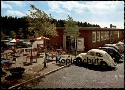 ÄLTERE POSTKARTE RASTSTÄTTE BRUNAUTAL VW KÄFER LANGNESE AUTOMAT POST BEHRINGEN TELEFON BISPINGEN Auto AK postcard cpa