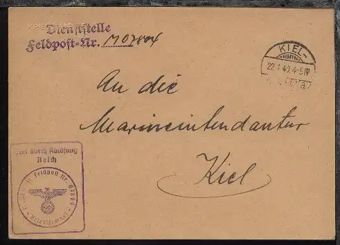 OSt. Kiel 22.1.40 + Dienststellen-L2 + BfSt. M 07804 (5. Räumboots-Flottille) 