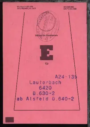 HAGEN-FRANKFURT n ZUG 14115 1.8.84 auf Beutelfahne