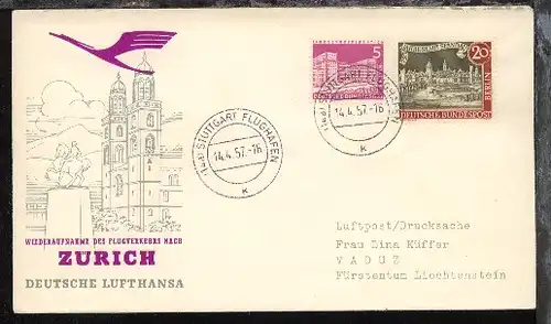 Lufthansa-Erstflug-Bf. Stuttgart-Zürich 14.4.1957