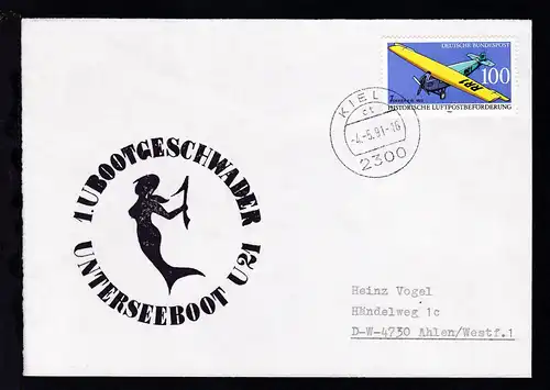 OSt. Kiel 4.5.91 + Cachet U 21 auf Brief