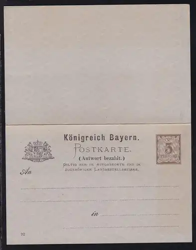 Postkarte Wappen 3 Pfg./3 Pfg.