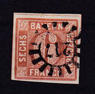 Ziffer 6 Kr. mit Mühlradstempel 217 (= München)