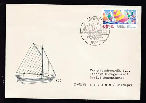 Sporthilfe 1987 80+40 Pfg. auf FDC