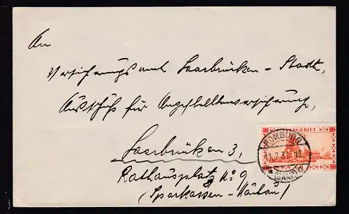 Landschaft 60 C. auf Brief ab Homburg 11.2.31 nach Saarbrücken,