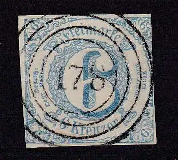 Ziffer 6 Kr. mit Nummernstempel 178 (= Geisenheim)