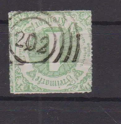 Ziffer 1 Kr. mit Nummernstempel 202 (= Rennerod)