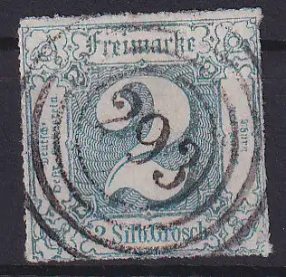 Ziffer 2  Sgr. Randstück mit Nummernstempel 293(= Hirschberg bei Schleiz)