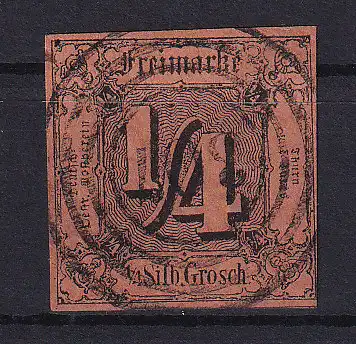 Ziffer ¼ Sgr. mit Nummernstempel 307(= Creuzburg)