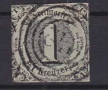 Ziffer 1 Kr. mit Nummernstempel 142 (= Offenbach)