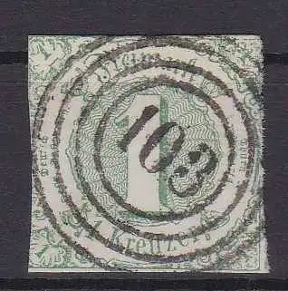 Ziffer 1 Kr. mit Nummernstempel 103 (= Castel)