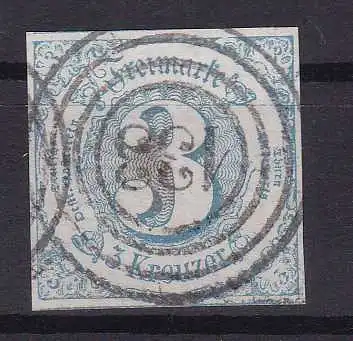 Ziffer 3 Kr. mit Nummernstempel 133 (= Lorsch)