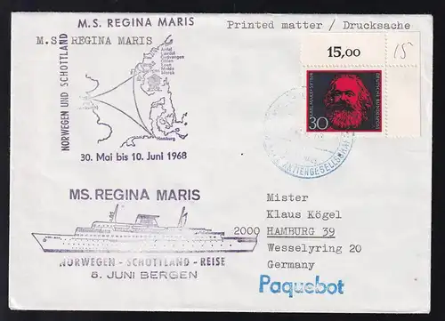 DEUTSCHE SCHIFFSPOST LÜBECK LINIE AKTIENGESELLSCHAFT MS REGINA MARIS  2.6.68 + 