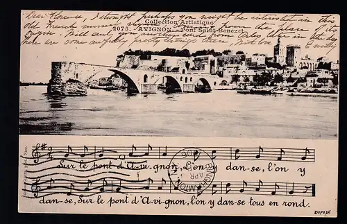Avignon Pont Saint-Benezet + Liedtext und Noten (Sur le pont….)