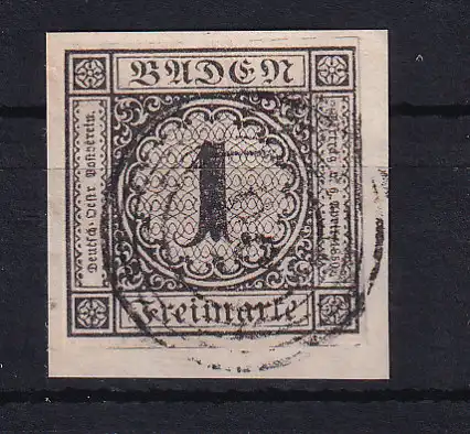 Ziffer 1 Kr. auf Briefstück mit Nummernstempel 58 (= Heiligenberg)