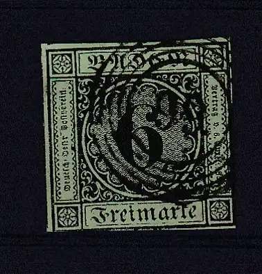 Ziffer 6 Kr. mit Nummernstempel 99 (= Neckargemünd)