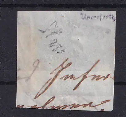 Ziffer 3 Kr. auf Briefstück mit Nummernstempel 130 (= Singen), signiert