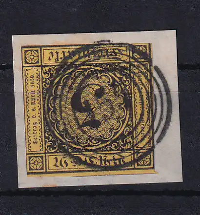 Ziffer 3 Kr. auf Briefstück mit Nummernstempel 154 (= Walldürn)