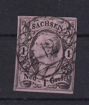 König Johann I 1 Ngr. mit Nummernstempel 12 (= Freiberg)