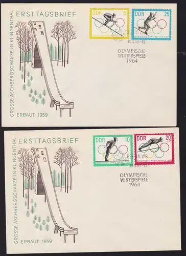 Olympische Winterspiele Innsbruck 1964 auf 2 FDC ohne Anschrift