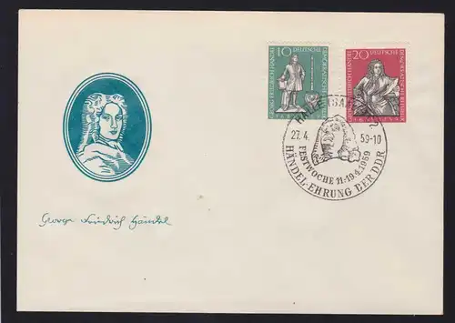 200. Todestag von Georg Friedrich Händel auf FDC ohne Anschrift