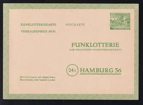 Funklotterie-Postkarte Berliner Bauten I 10 Pfg. 