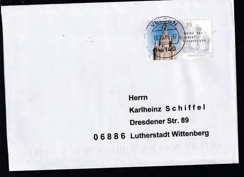 Weihe der Dresdner Frauenkirche auf Brief