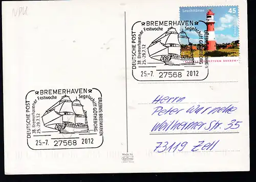BREMERHAVEN 27568 DEUTSCHE POST ERLEBNIS BRIWFMARKEN 38. Bremerhavener Festwoche 