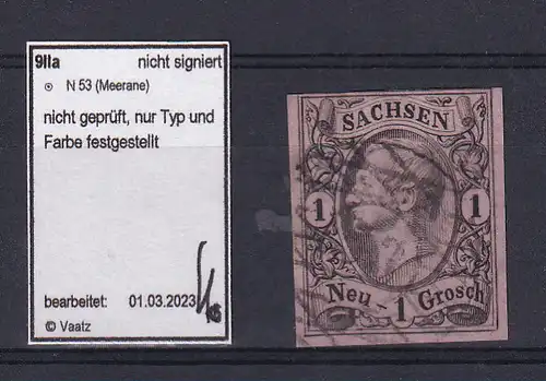 König Johann I 1 Ngr. mit Nummernstempel 53 (= Meerane)