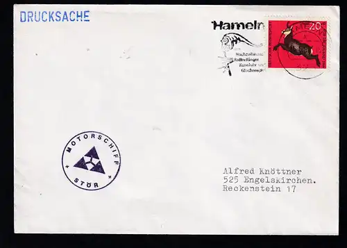 OSt. Hameln 15.6.66 + K1 MOTORSCHIFF STÖR auf Brief