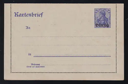 Kartenbrief Germania 20 Pfg., (*)