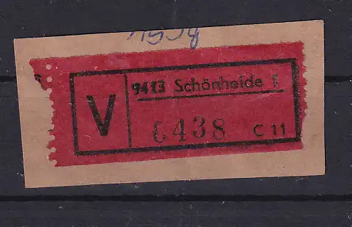 V-Zettel 9413 Schönheide auf Briefstück