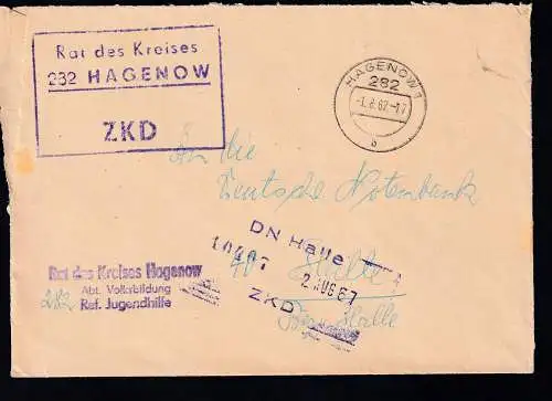 R3 Rat des Kreises 232 HAGENOW ZKD auf Brief, 