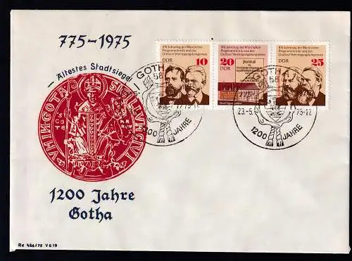 GOTHA 1 58 775-1975 1200 JAHRE 23.5.75 auf Sonderumschlag ohne Anschrift