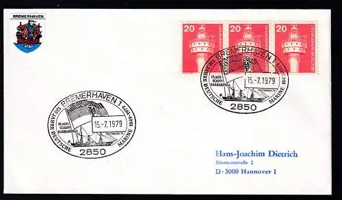 BREMERHAVEN 1 2850 130 JAHRE DEUTSCHE MARINE 1849-1979 FLAGG-SCHIFF BARBAROSSA 